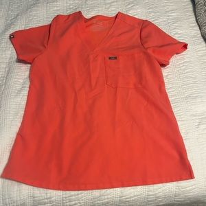 Figs Scrub Top Coral Pink